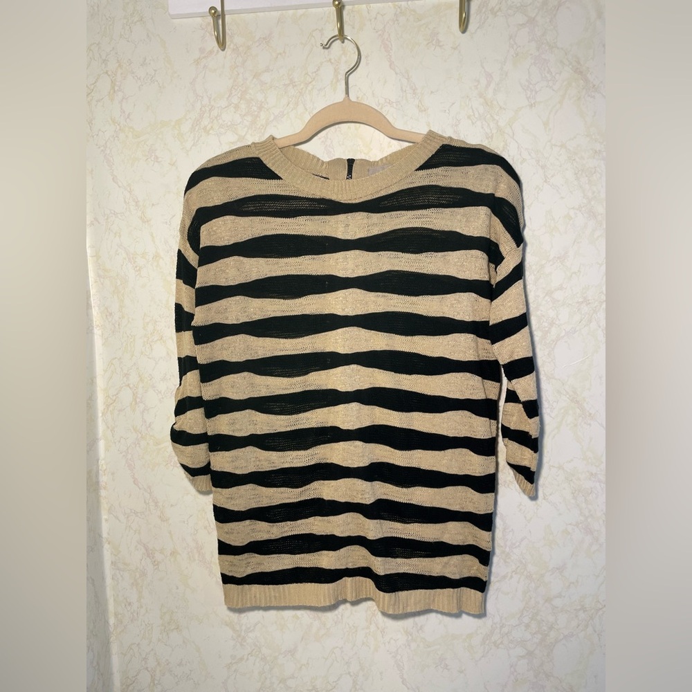 One A Striped Black and Tan knitted Sweater